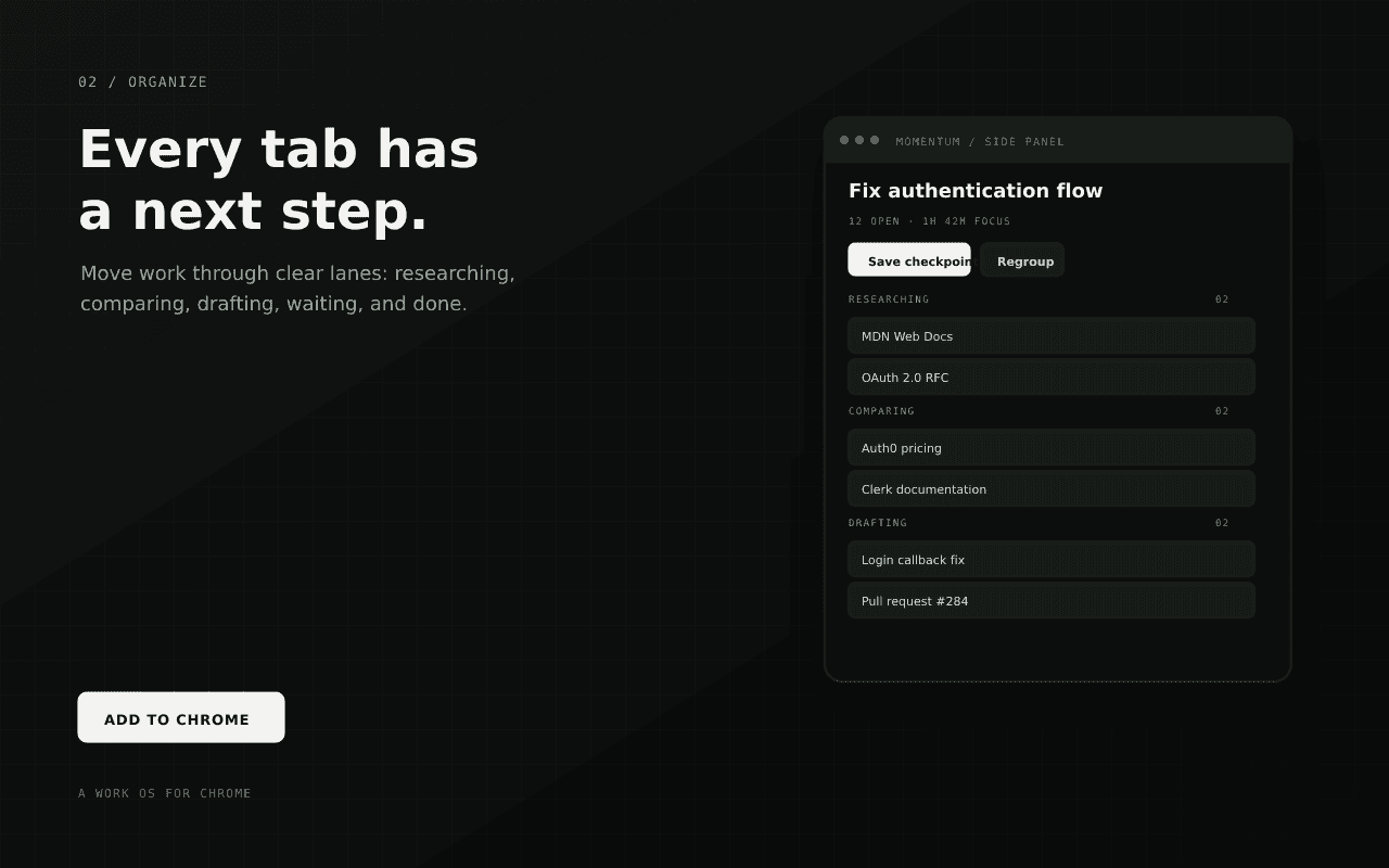 Tabs with a job title